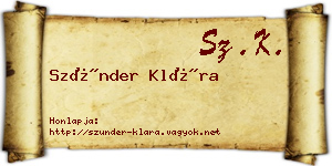 Szünder Klára névjegykártya